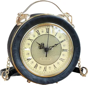Clock Shaped Purse Women Classic Retro Handbag Crossbody Messenger Shoulder Bag Steampunk Unique Novelty Clock Bag