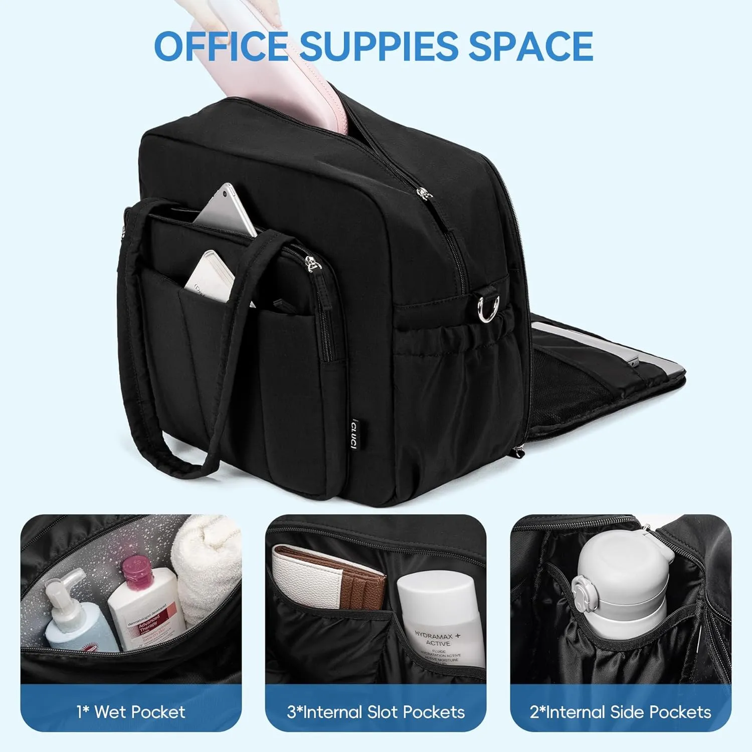 CLUCI Duffle Bag for Travel, Women's Carry On Luggage with Laptop Compartment