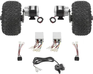 CNCEST Motor Drive Air Wheel Conversion Kit, 36V 350W Wheel Kit Electric Cart Scooter, Double Wheel Set Electrical Beach Scooter with Thumb Throttle for Small Go-Karts, Electric Wheelchairs