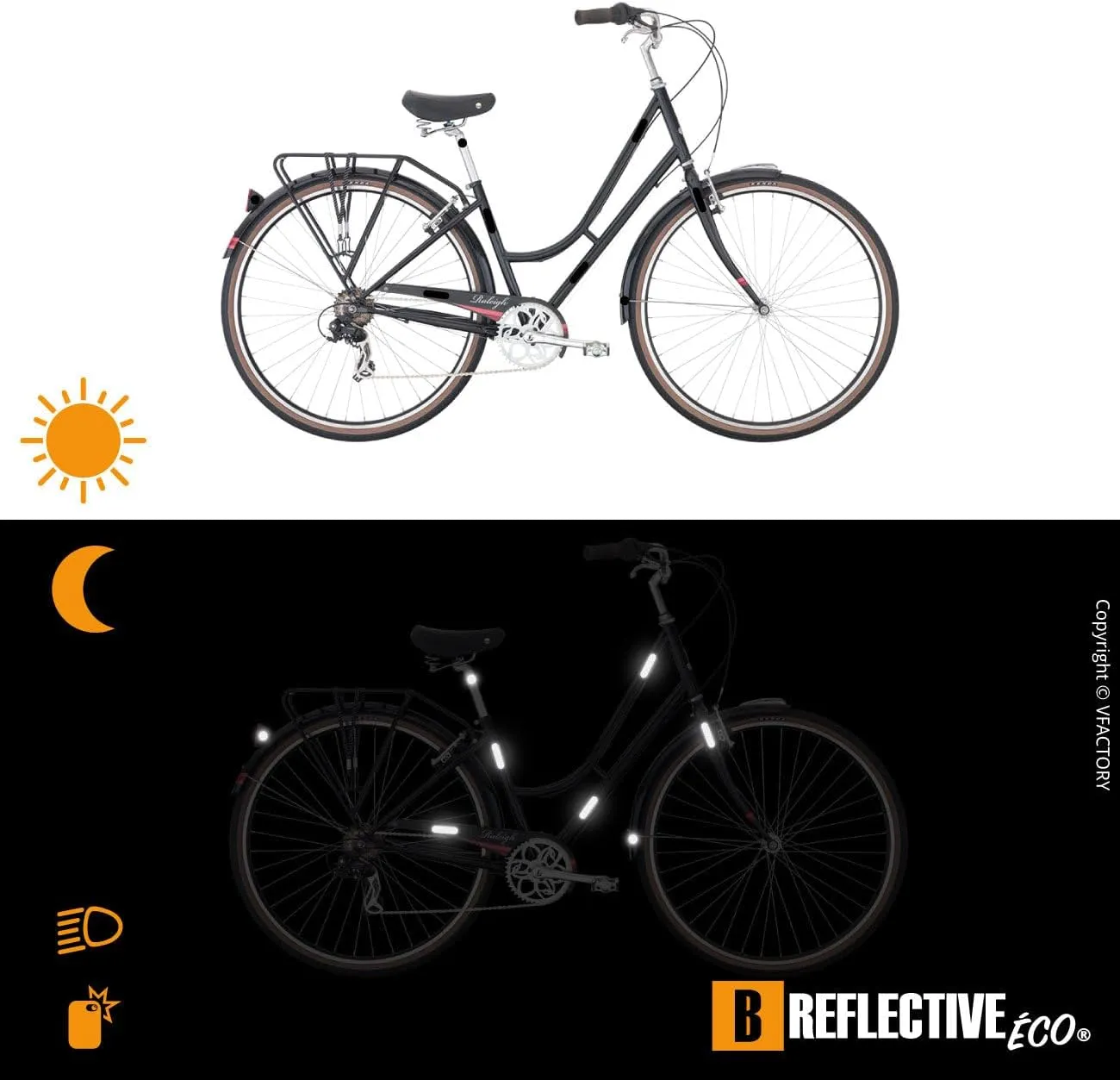 Éco MULTI, (2 Pack) 12 retro reflective stickers kit, Night high visibility safety, Universal adhesive for Bike/Stroller/Buggy/Helmet/Motorbike/Scooter/Toys, Black