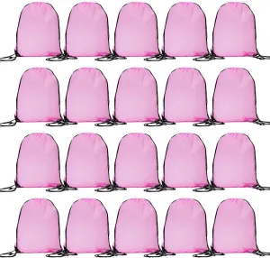 CODOBON 20 Pcs Drawstring Backpack Bulk Draw String Bags Cinch Polyester Bag for Gym Sport, Pink