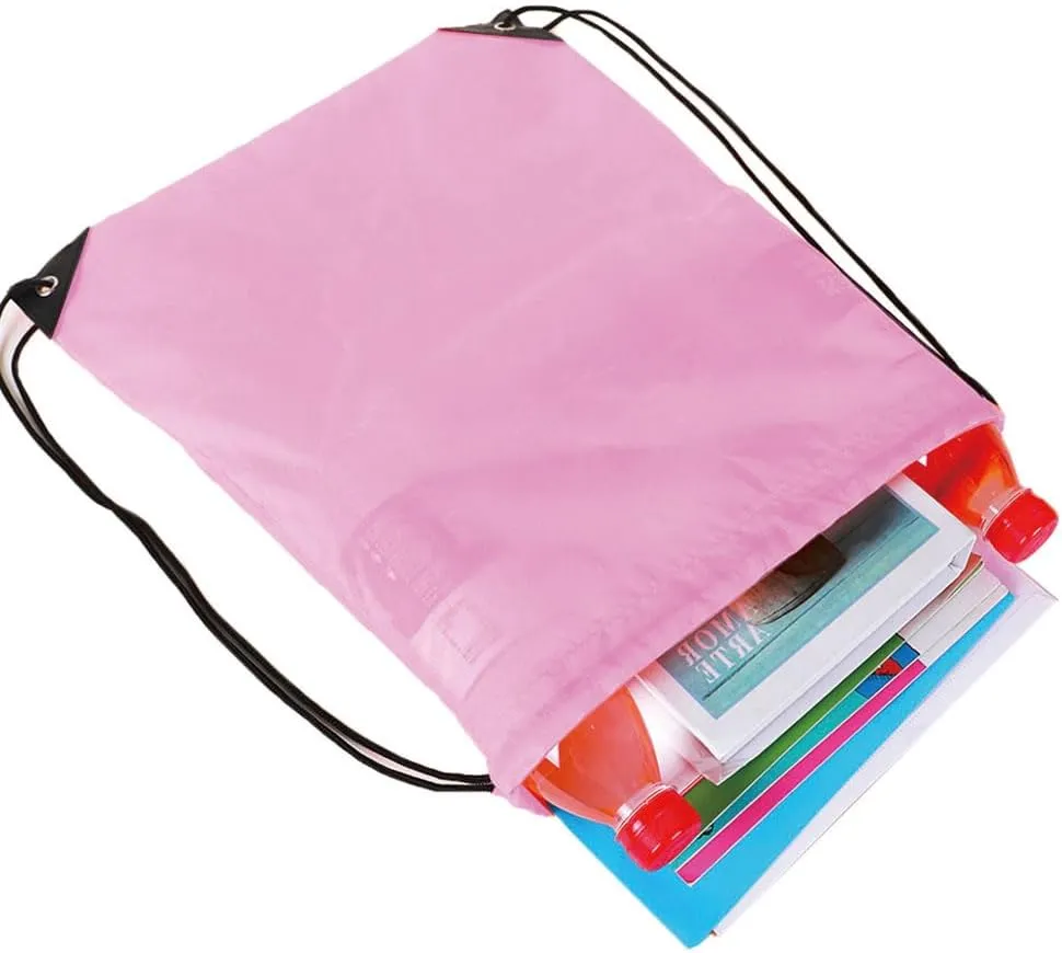 CODOBON 20 Pcs Drawstring Backpack Bulk Draw String Bags Cinch Polyester Bag for Gym Sport, Pink