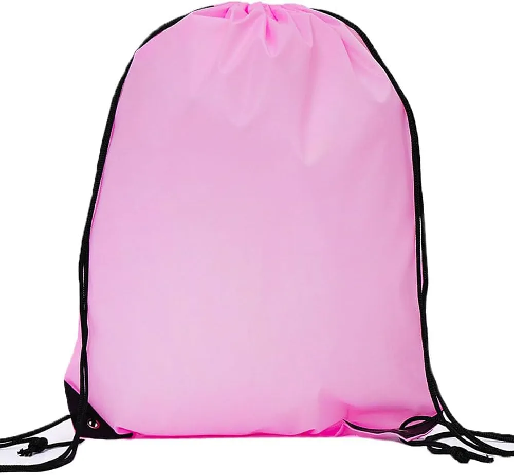 CODOBON 20 Pcs Drawstring Backpack Bulk Draw String Bags Cinch Polyester Bag for Gym Sport, Pink