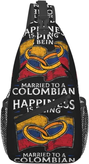 Colombia Marriage Colombian Married Flag Culture Crossbody Bag Cross Chest Bag Adjustable Sling Backpack Sports Gym Shoulder Bags Travel Cycling Daypack Diagonally Casual Rucksack