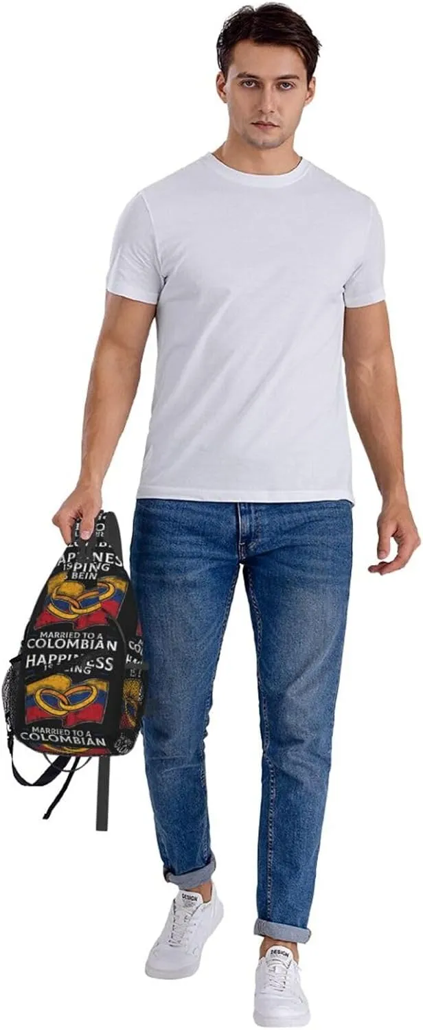 Colombia Marriage Colombian Married Flag Culture Crossbody Bag Cross Chest Bag Adjustable Sling Backpack Sports Gym Shoulder Bags Travel Cycling Daypack Diagonally Casual Rucksack