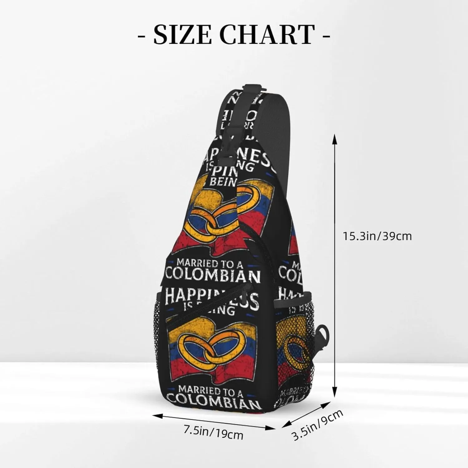 Colombia Marriage Colombian Married Flag Culture Crossbody Bag Cross Chest Bag Adjustable Sling Backpack Sports Gym Shoulder Bags Travel Cycling Daypack Diagonally Casual Rucksack