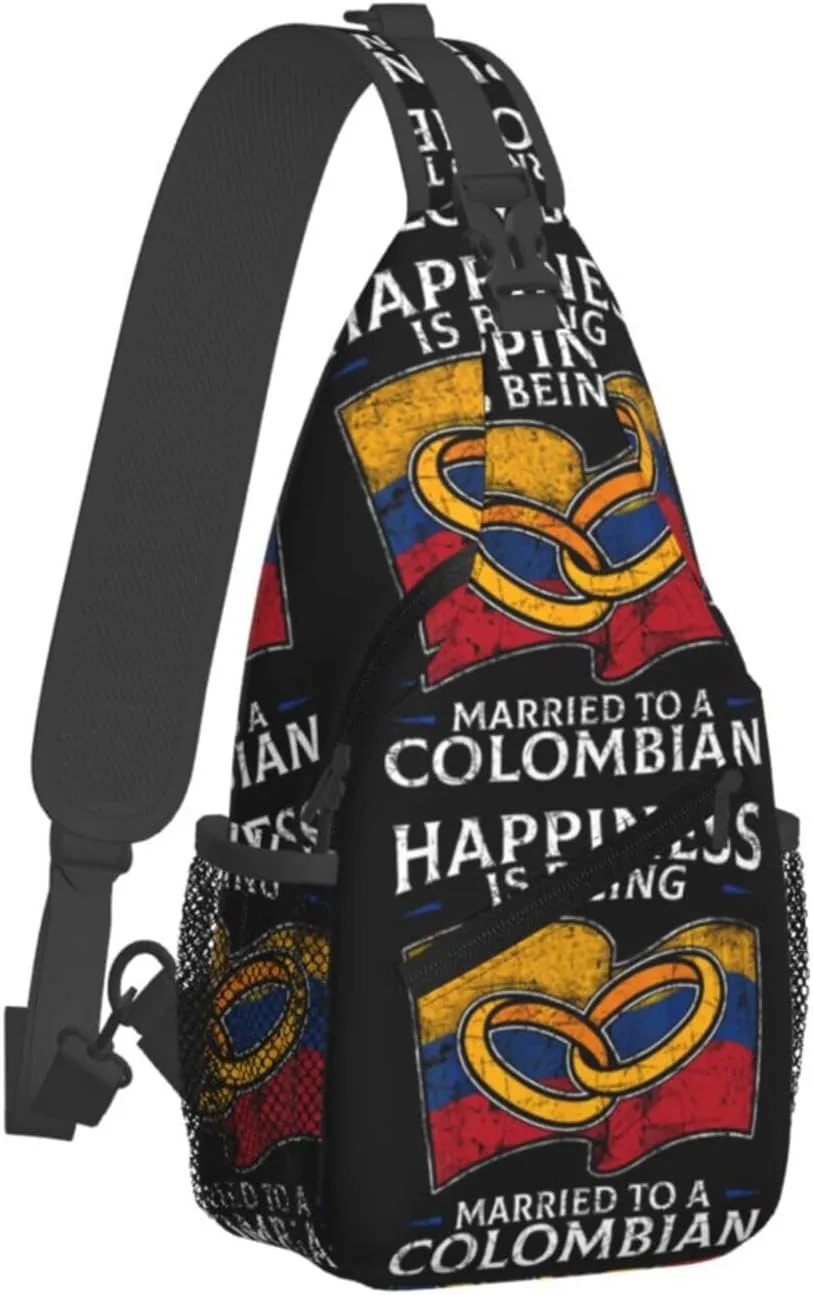 Colombia Marriage Colombian Married Flag Culture Crossbody Bag Cross Chest Bag Adjustable Sling Backpack Sports Gym Shoulder Bags Travel Cycling Daypack Diagonally Casual Rucksack