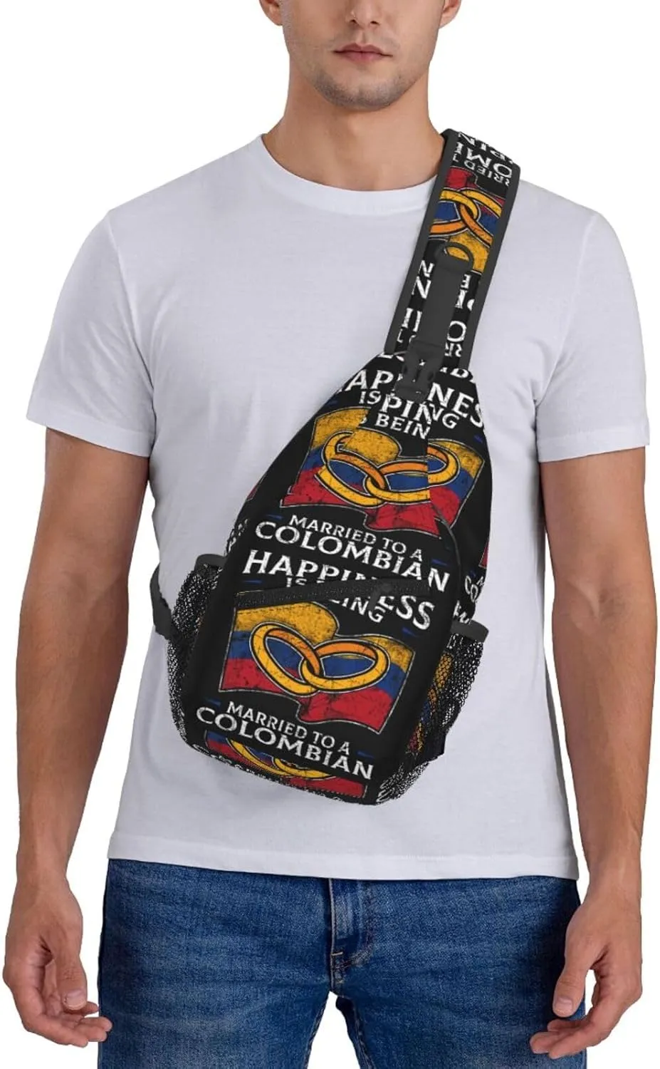 Colombia Marriage Colombian Married Flag Culture Crossbody Bag Cross Chest Bag Adjustable Sling Backpack Sports Gym Shoulder Bags Travel Cycling Daypack Diagonally Casual Rucksack
