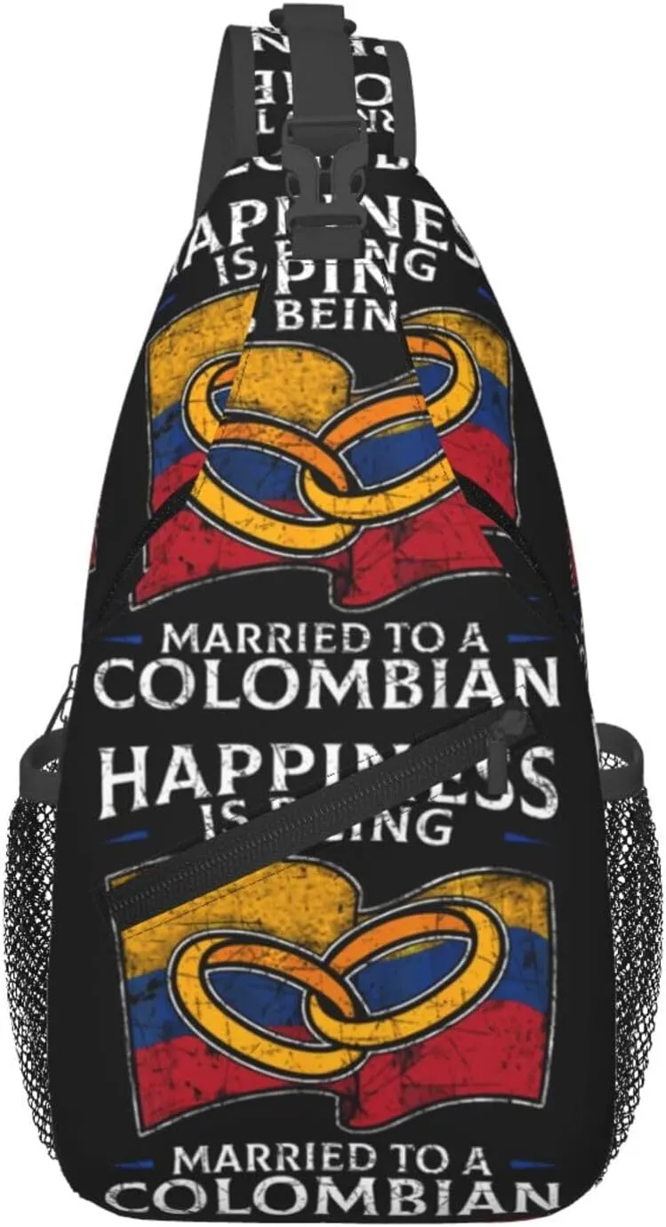 Colombia Marriage Colombian Married Flag Culture Crossbody Bag Cross Chest Bag Adjustable Sling Backpack Sports Gym Shoulder Bags Travel Cycling Daypack Diagonally Casual Rucksack