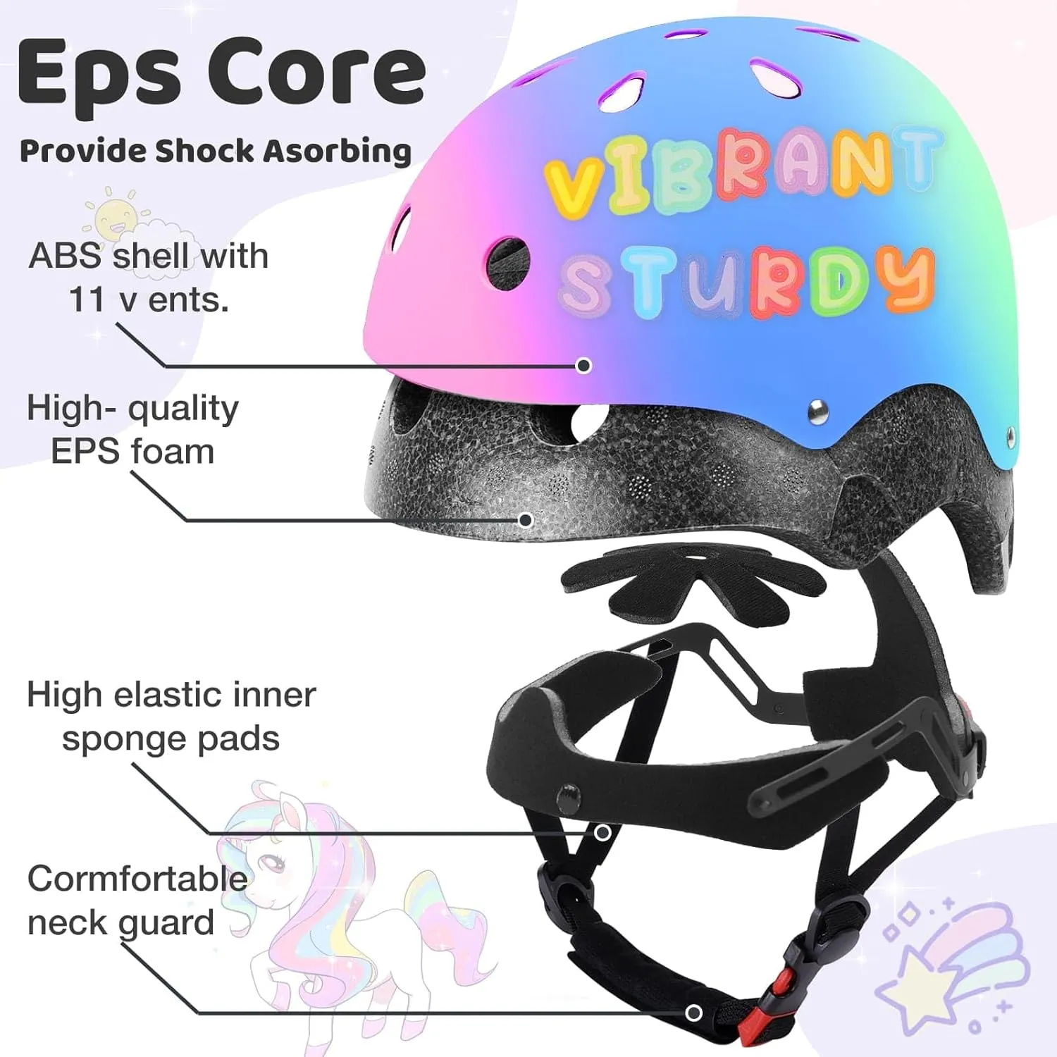 Color Gradient Adjustable Kids Bike Helmet for 5-8 8-14 Toddler Skateboard Helmets Boys Girls Child Ventilation Helmet for Multi-Sports Skating Cycling Scooter Balance