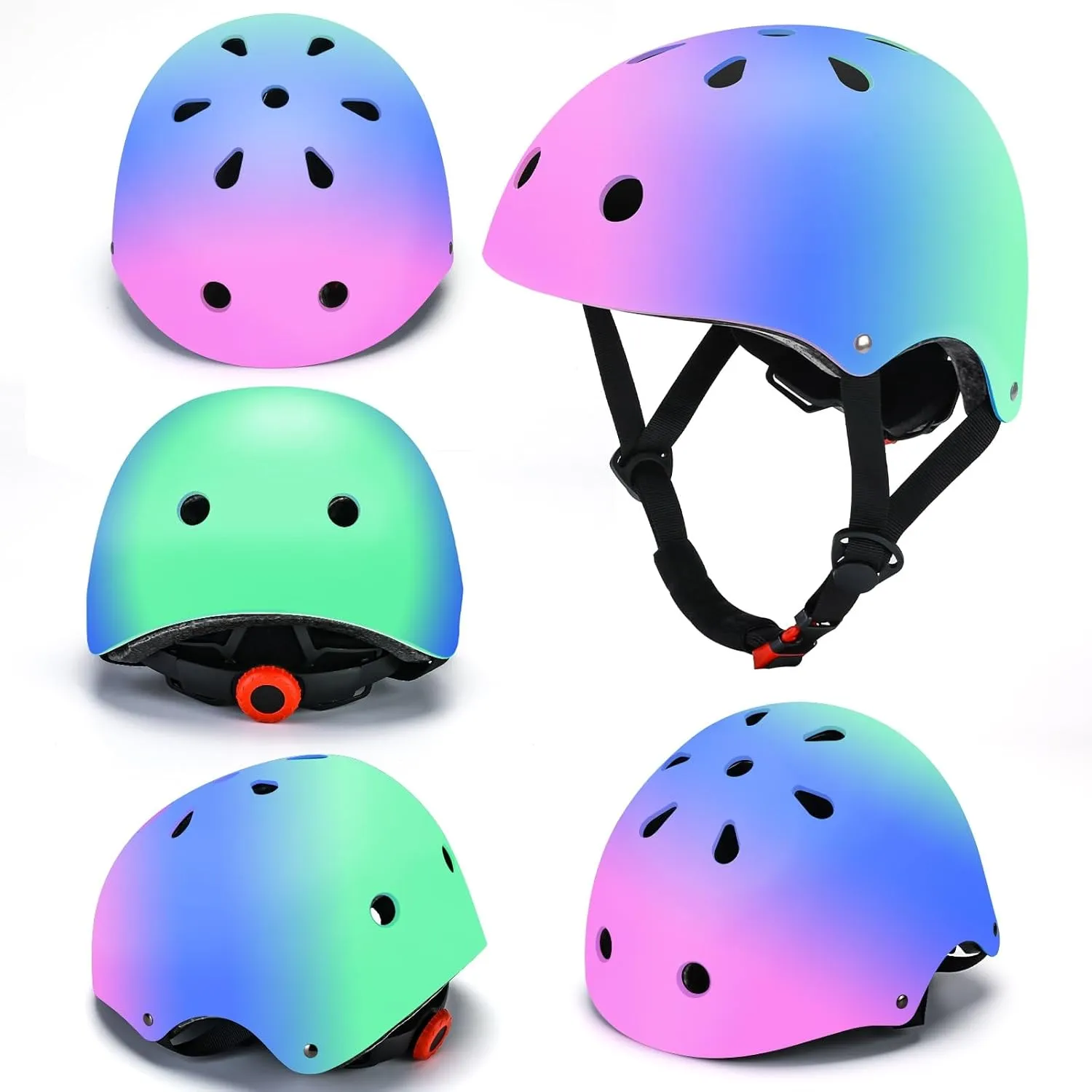 Color Gradient Adjustable Kids Bike Helmet for 5-8 8-14 Toddler Skateboard Helmets Boys Girls Child Ventilation Helmet for Multi-Sports Skating Cycling Scooter Balance