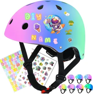 Color Gradient Adjustable Kids Bike Helmet for 5-8 8-14 Toddler Skateboard Helmets Boys Girls Child Ventilation Helmet for Multi-Sports Skating Cycling Scooter Balance