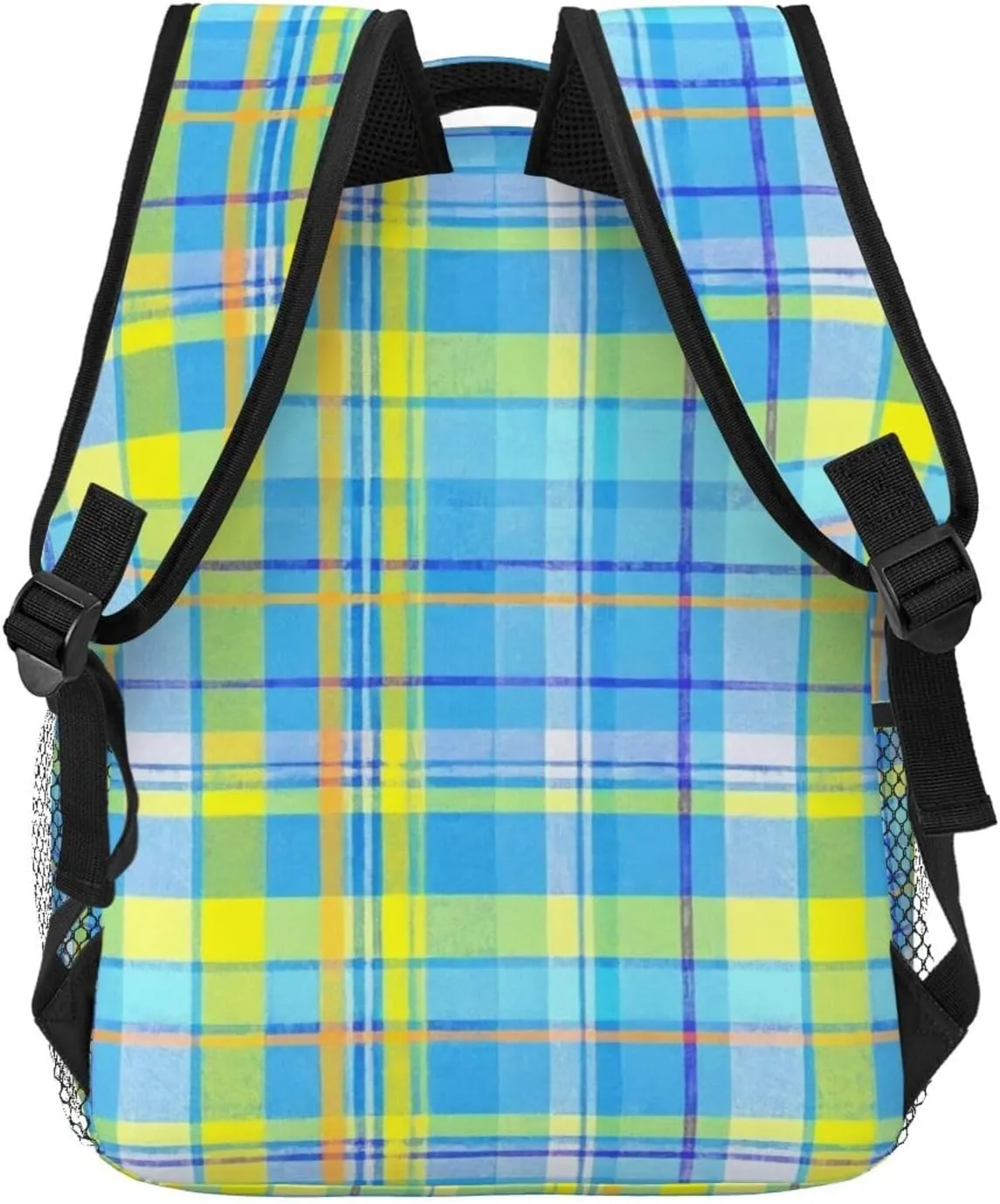 Colorful Buffalo Blue and Yellow Check Adult Backpacks 15 Inch Laptop Backpack Travel Bag for Men Women Gifts