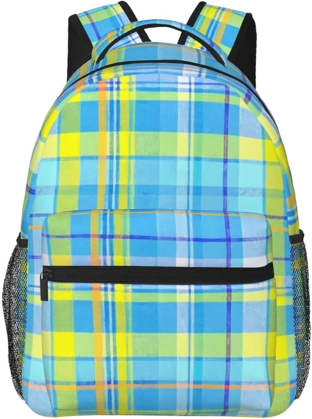Colorful Buffalo Blue and Yellow Check Adult Backpacks 15 Inch Laptop Backpack Travel Bag for Men Women Gifts
