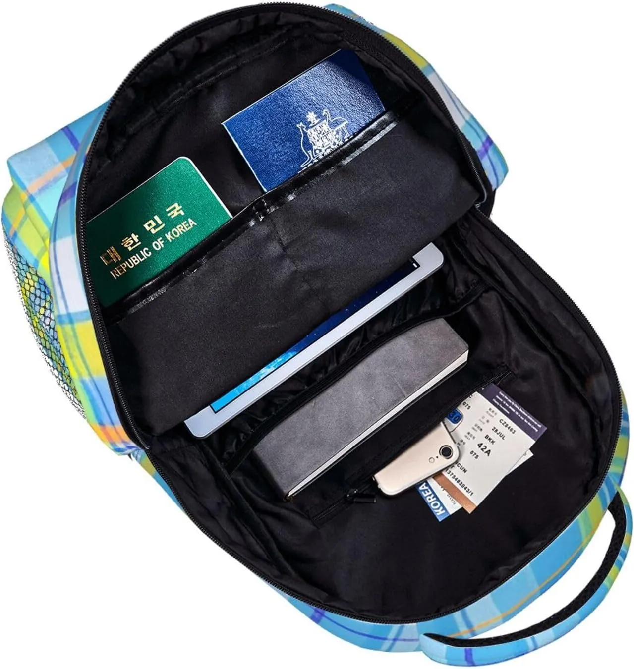 Colorful Buffalo Blue and Yellow Check Adult Backpacks 15 Inch Laptop Backpack Travel Bag for Men Women Gifts