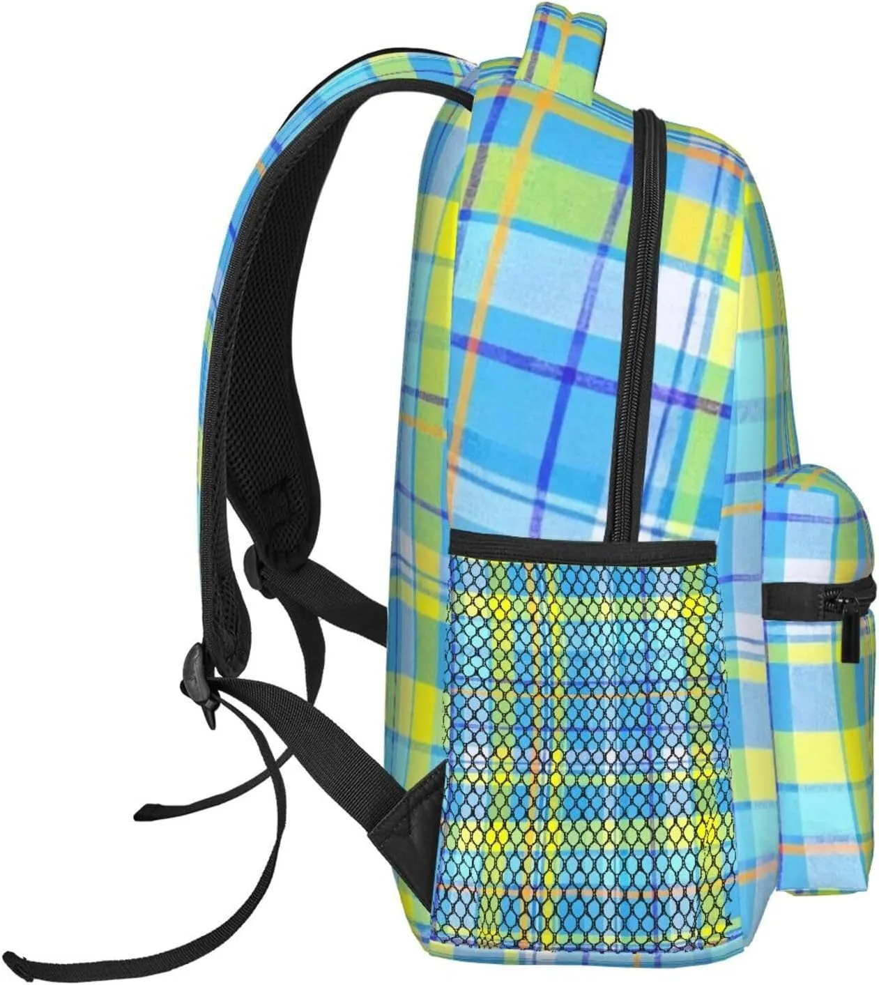 Colorful Buffalo Blue and Yellow Check Adult Backpacks 15 Inch Laptop Backpack Travel Bag for Men Women Gifts