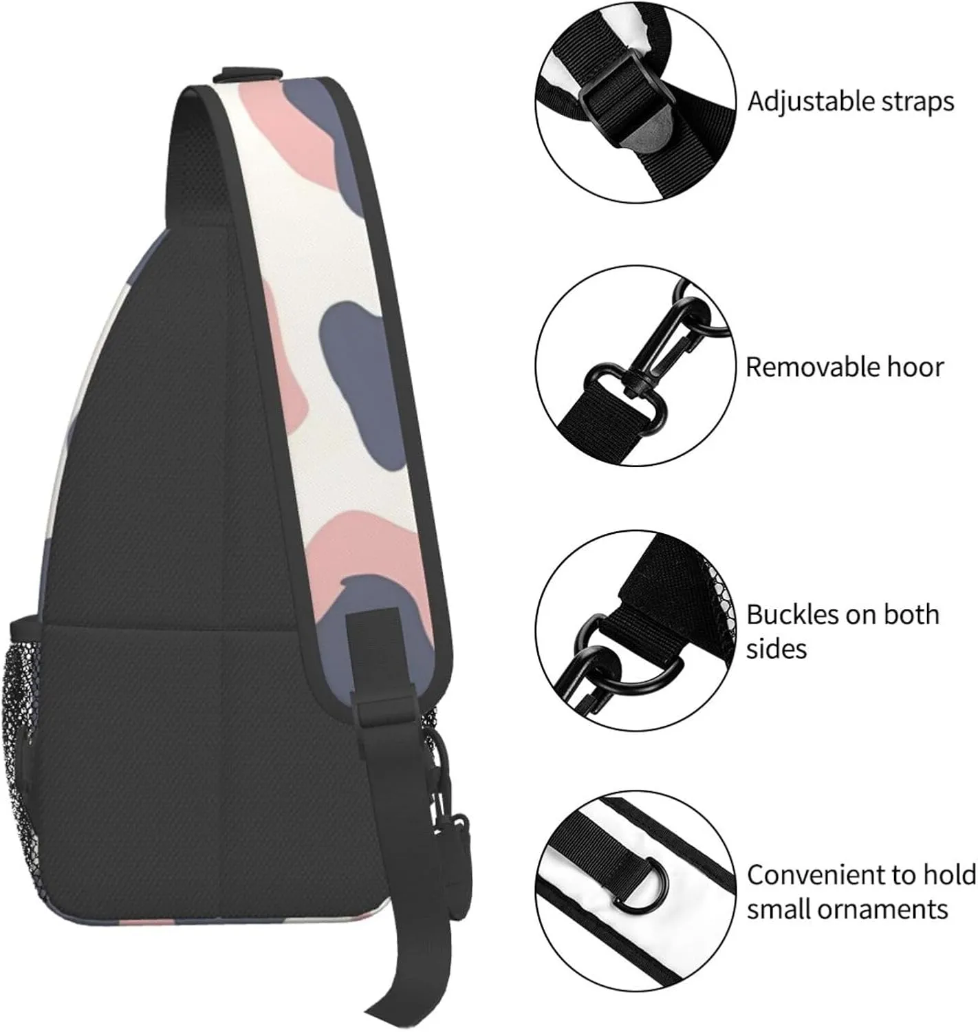 Colorful Cow Pattern Sling Bag Casual Chest Bags Adjustable Crossbody Bag Shoulder Backpack For Travel Hiking