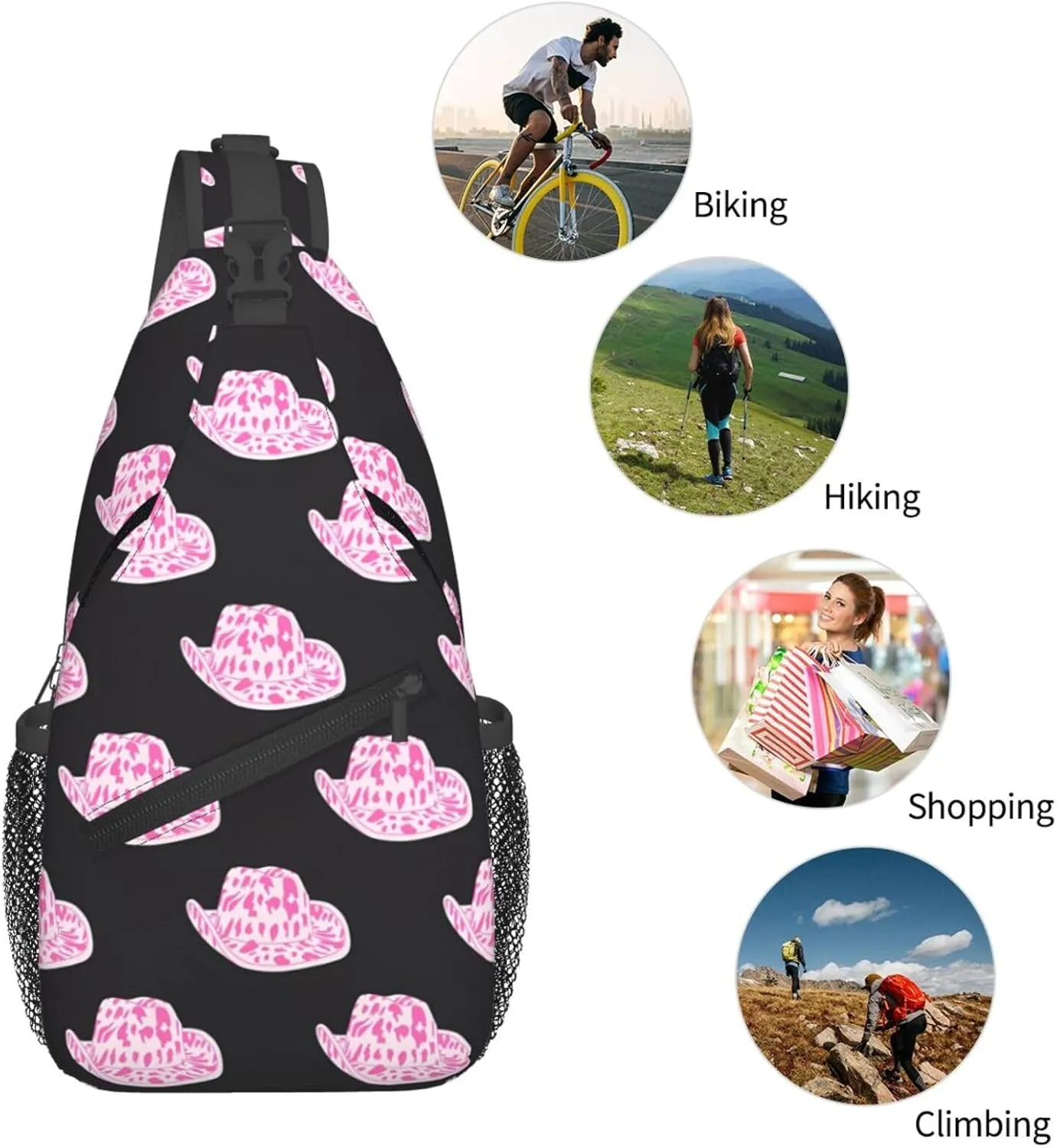 Colorful Cow Pattern Sling Bag Casual Chest Bags Adjustable Crossbody Bag Shoulder Backpack For Travel Hiking