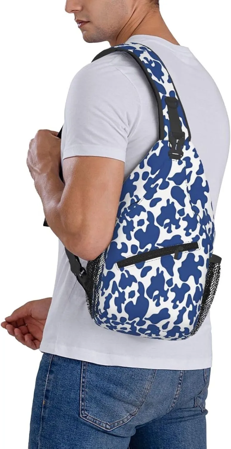 Colorful Cow Pattern Sling Bag Casual Chest Bags Adjustable Crossbody Bag Shoulder Backpack For Travel Hiking