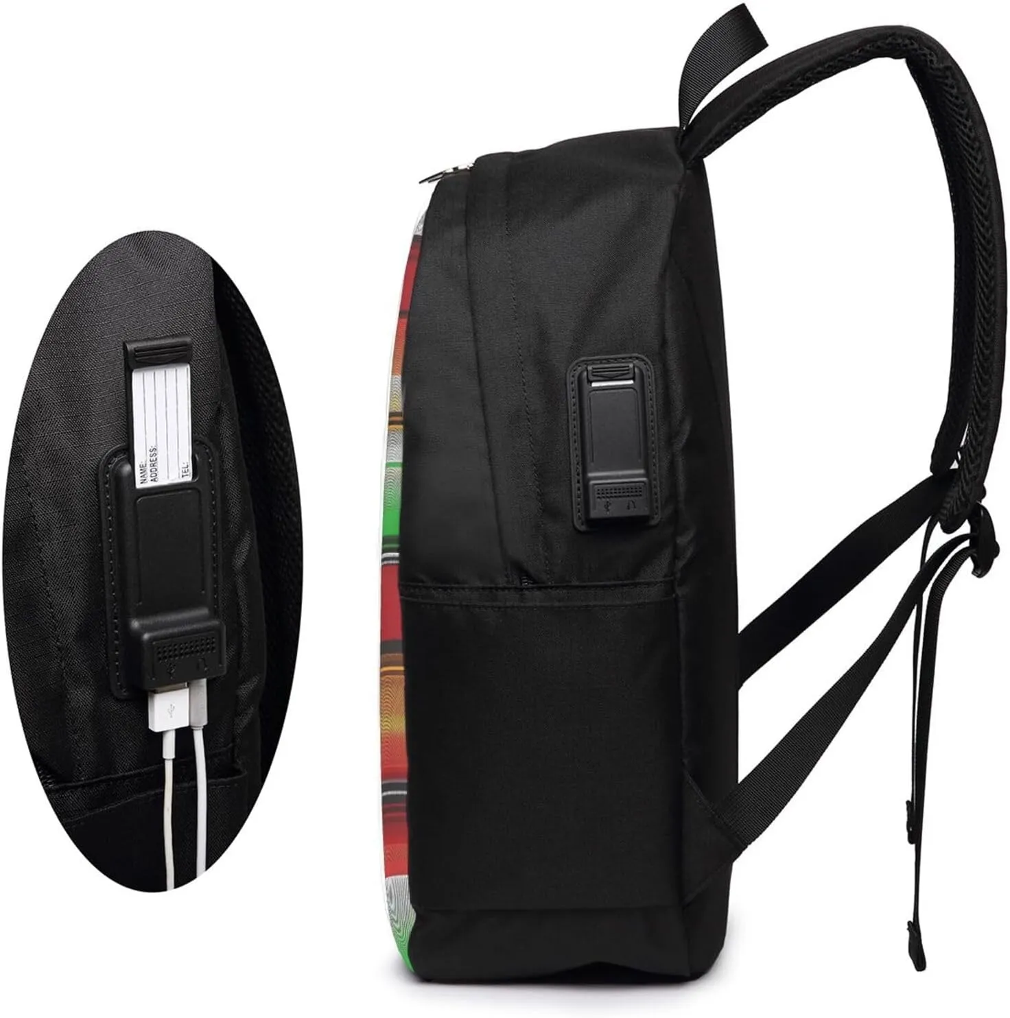 Colorful Mexican Serape Laptop Backpacks Travel Backpack Casual Business Daypack Sport Rucksack Computer Bag Fits up to 17 Inch Notebook with USB Port