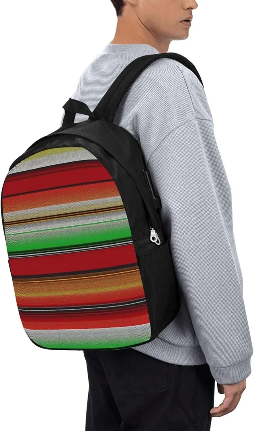 Colorful Mexican Serape Laptop Backpacks Travel Backpack Casual Business Daypack Sport Rucksack Computer Bag Fits up to 17 Inch Notebook with USB Port