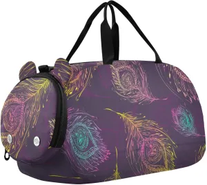 Colorful Peacock Feathers Duffel Bags for Boys Small Gym Bags for Teens Dance Bag for Girls