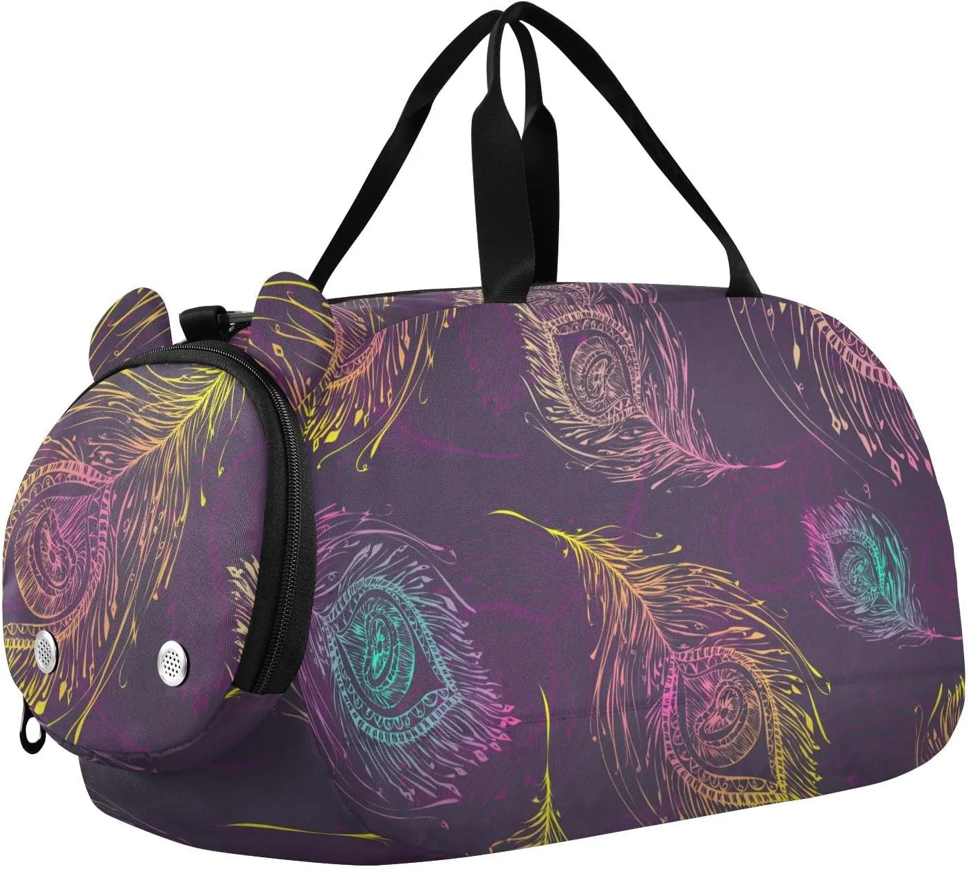 Colorful Peacock Feathers Duffel Bags for Boys Small Gym Bags for Teens Dance Bag for Girls