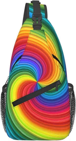 Colorful Rainbow Swirl Crossbody Bags Cross Men Chest Bag Adjustable Sling Backpack Shoulder Bag For Women Cycling Travel Sport Hiking