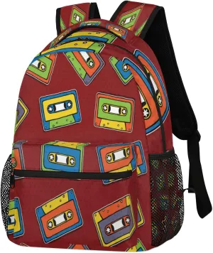Colorful Tapes Backpack, Music Theme Lightweight Travel Casual Computer Bag Daypack Shoulder Bag