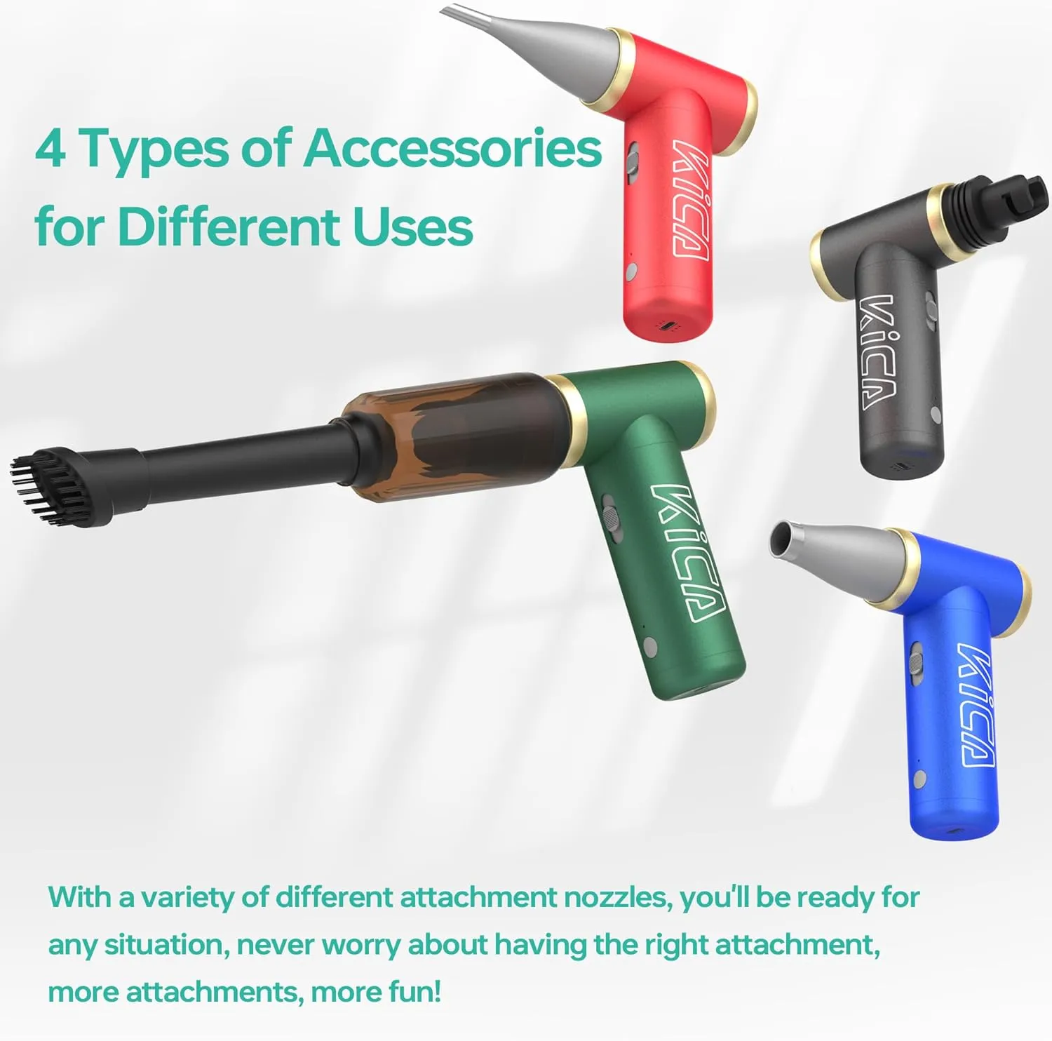 [Combo] KiCA Jetfan 2.0 Electric Air Duster Vacuum Accessory for Computer/Keyboard/House Cleaning/Camera Lens/Camping/BBQ/Car/Barbershop,100000RPM,Two Nozzle/Long Battery,Air Can Substitute Tool-Black