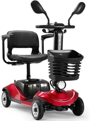 Compact 4 Wheel Mobility Scooter with Display, Foldable Electric Scooter for Seniors and Adults, Heavy Duty Travel Model with Lights, Basket, and Long-Lasting Extended
