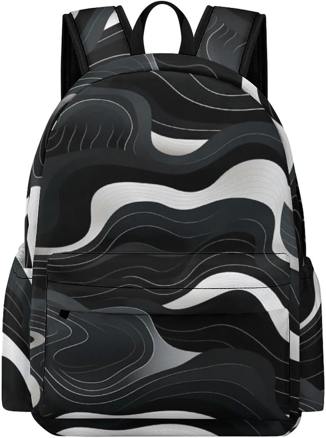 Contour Topography Map Pattern Mini Backpack Printed Shoulder Bag Travel Daypack Camping Work Bags, 42x30x15cm