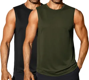 COOFANDY Sleeveless Muscle Shirts for Men Dry Fit Workout Gym Tank Tops Summer Swim Beach Shirt