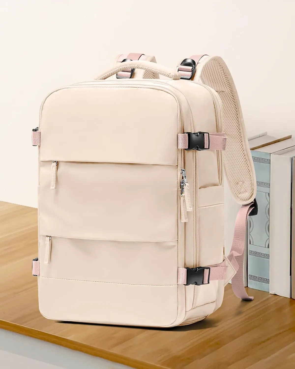 coowoz Large Travel Backpack For Women Men,Carry On Backpack,Hiking Backpack Waterproof Outdoor Sports Rucksack Casual Daypack Travel Essentials（Beige）