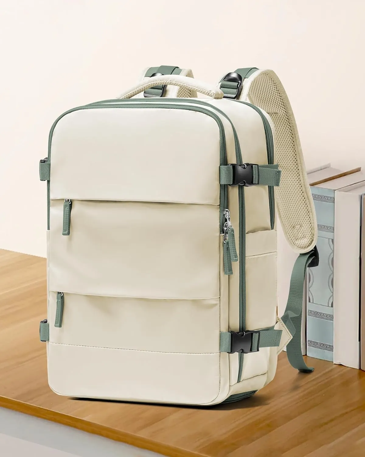 coowoz Large Travel Backpack For Women Men,Carry On Backpack,Hiking Backpack Waterproof Outdoor Sports Rucksack Casual Daypack travel essentials（White Green）