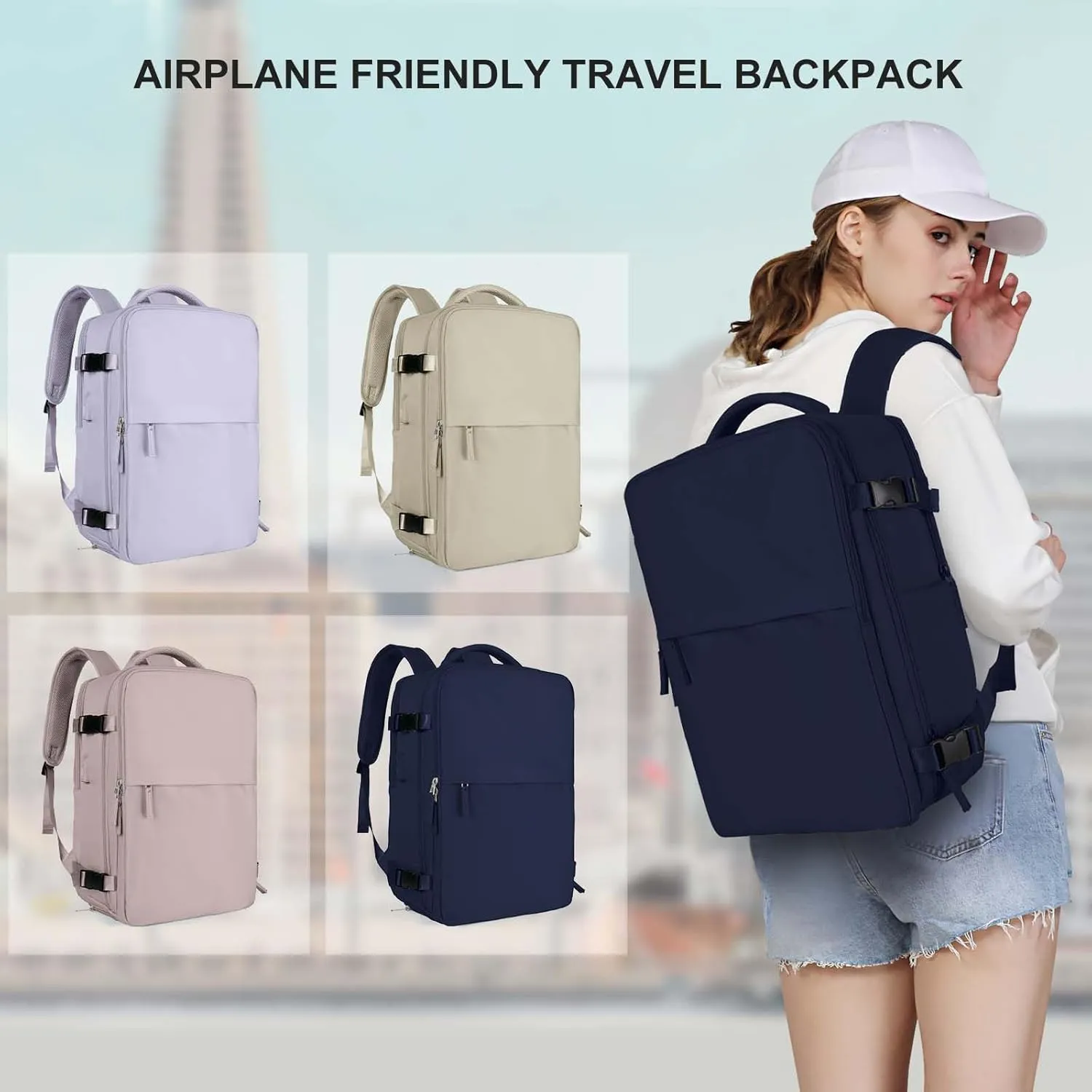coowoz Travel Backpack For Women Men Airline Approved,Navy blue Carry On Backpack,Large Hiking Backpack Waterproof Outdoor Sports Rucksack Casual Daypack Fit 15.6 Inch Laptop Backpack College Backpack