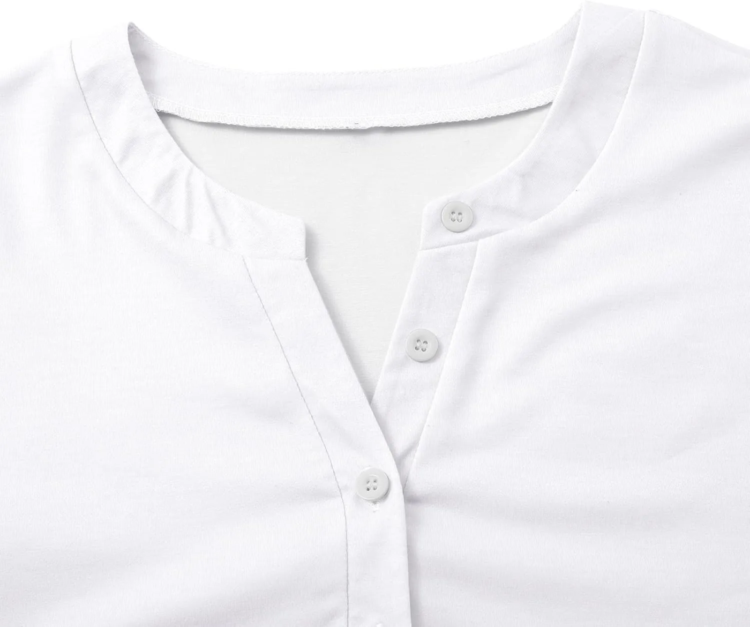 Cotton Henley Shirts Women Long Sleeve Crewneck Button Up Tee Dressy Casual Tunics Top Trendy Loose Fit Plain Blouse