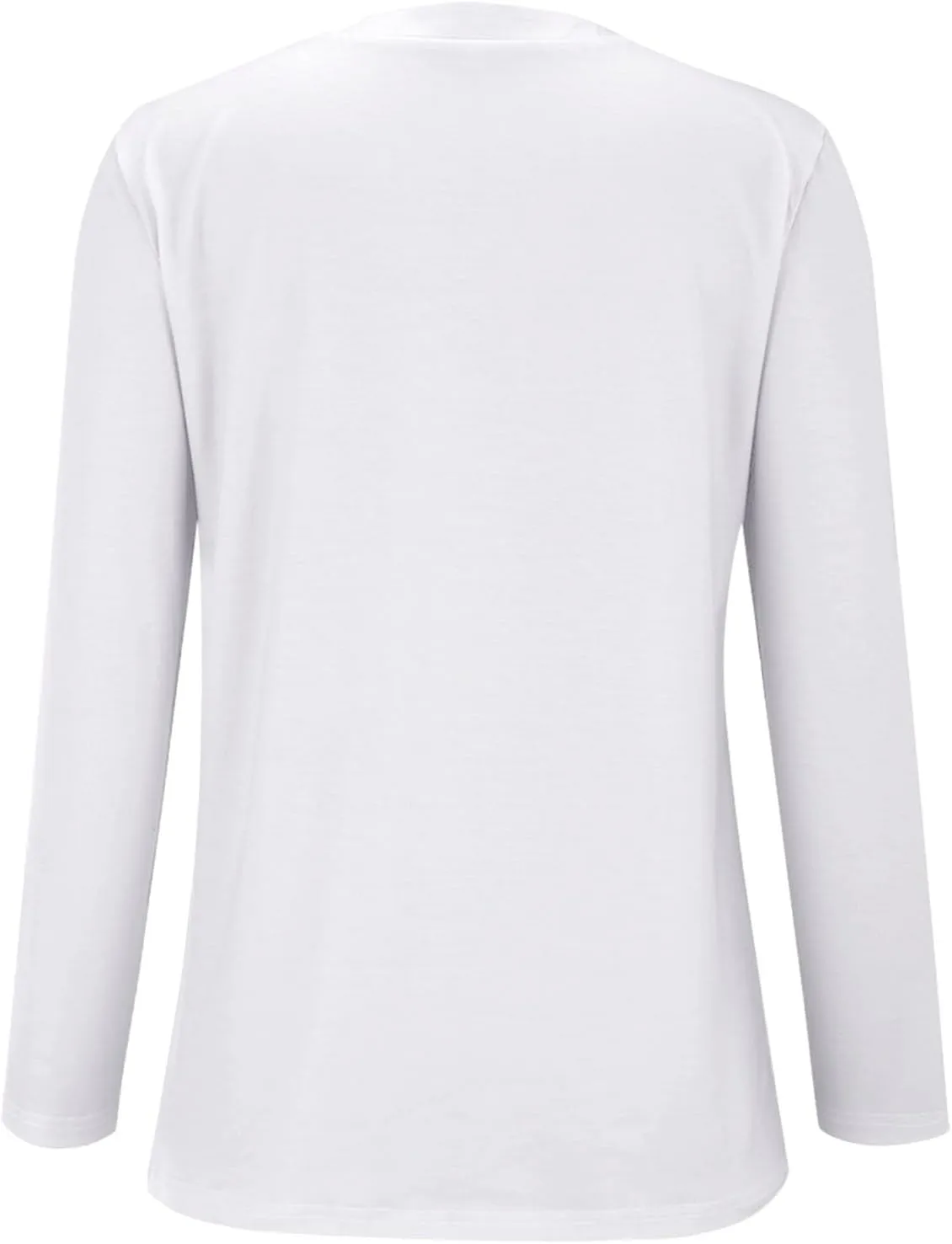Cotton Henley Shirts Women Long Sleeve Crewneck Button Up Tee Dressy Casual Tunics Top Trendy Loose Fit Plain Blouse