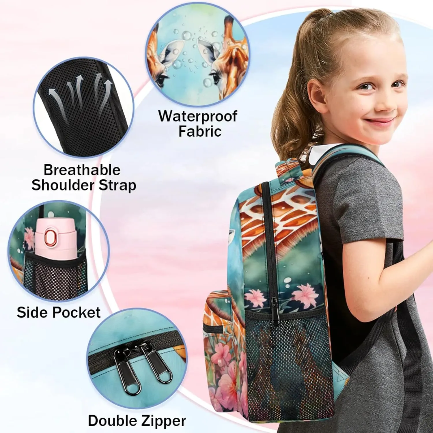 Couple Giraffes Large Backpack Fashion Travel Backpacks for Business Women Men Casual Laptop Bag Waterproof Lightweight Shoulder Bags 16in