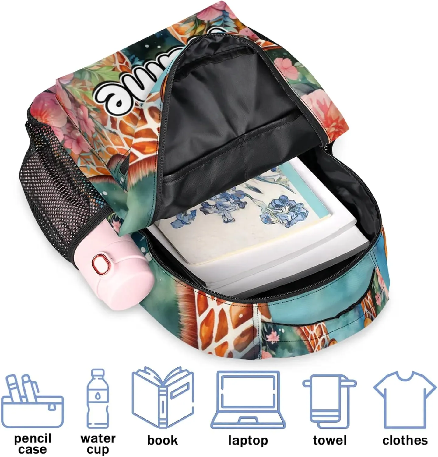 Couple Giraffes Large Backpack Fashion Travel Backpacks for Business Women Men Casual Laptop Bag Waterproof Lightweight Shoulder Bags 16in