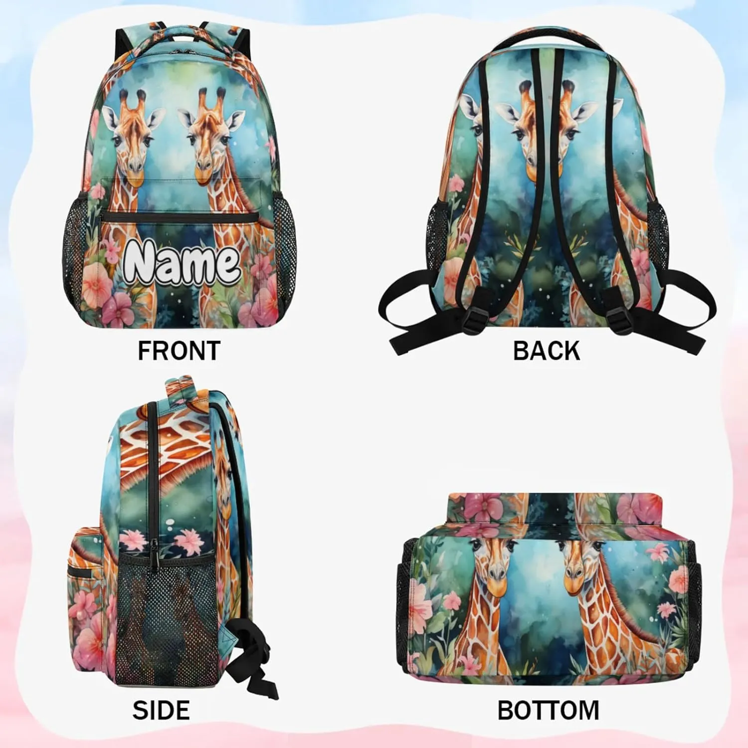 Couple Giraffes Large Backpack Fashion Travel Backpacks for Business Women Men Casual Laptop Bag Waterproof Lightweight Shoulder Bags 16in
