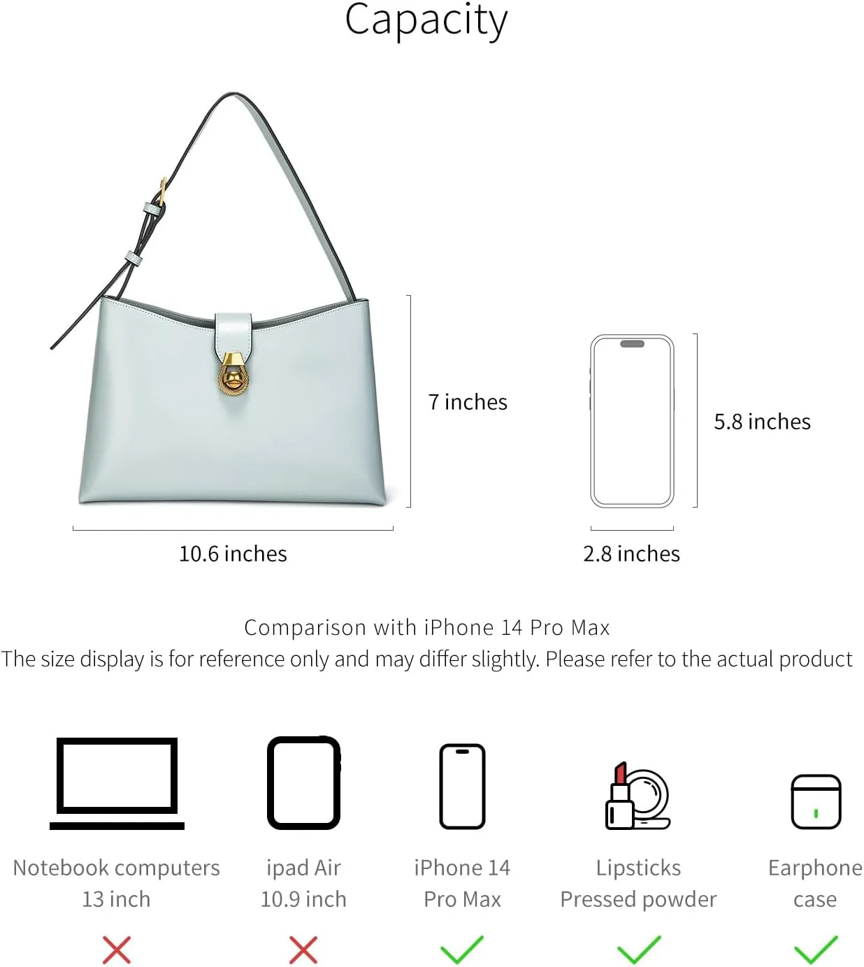 C.Paravano Shoulder Bags for Women | Glossy Leather PU Tote Bag with Zipper Closure | Hobo Handbag | Under the Arm Purses