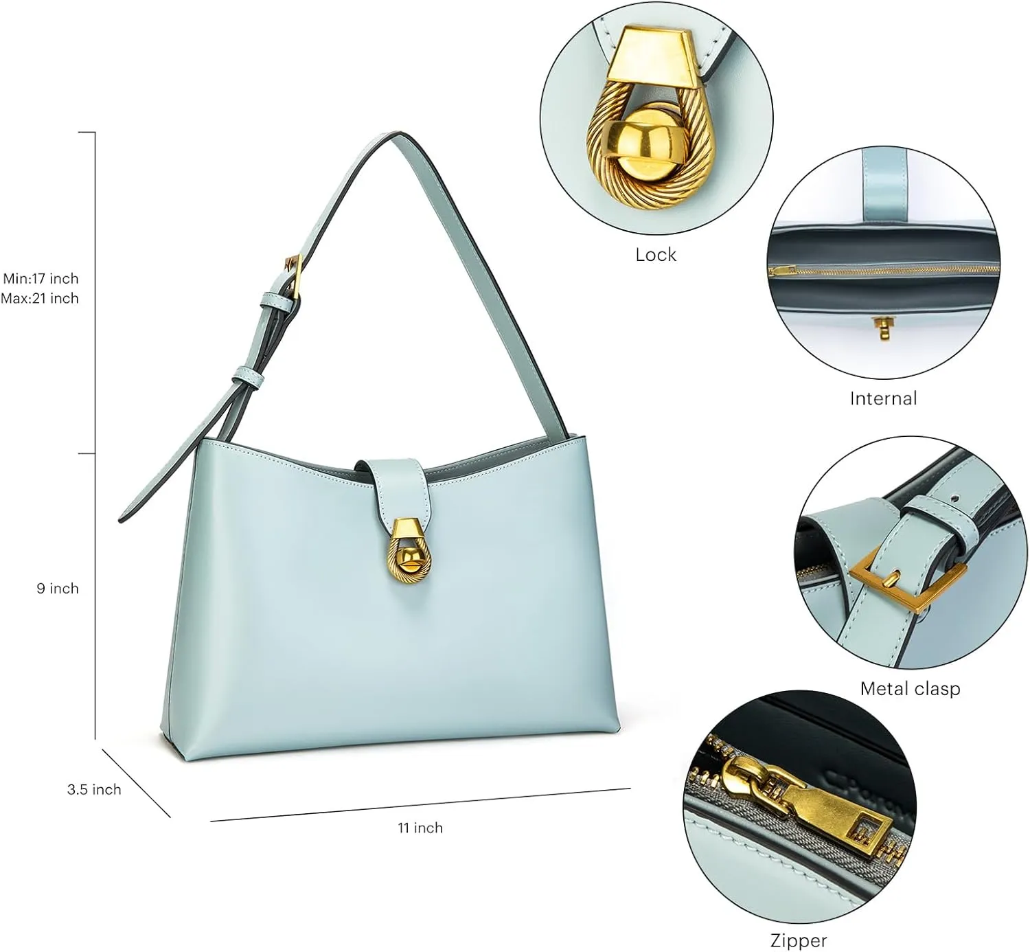 C.Paravano Shoulder Bags for Women | Glossy Leather PU Tote Bag with Zipper Closure | Hobo Handbag | Under the Arm Purses