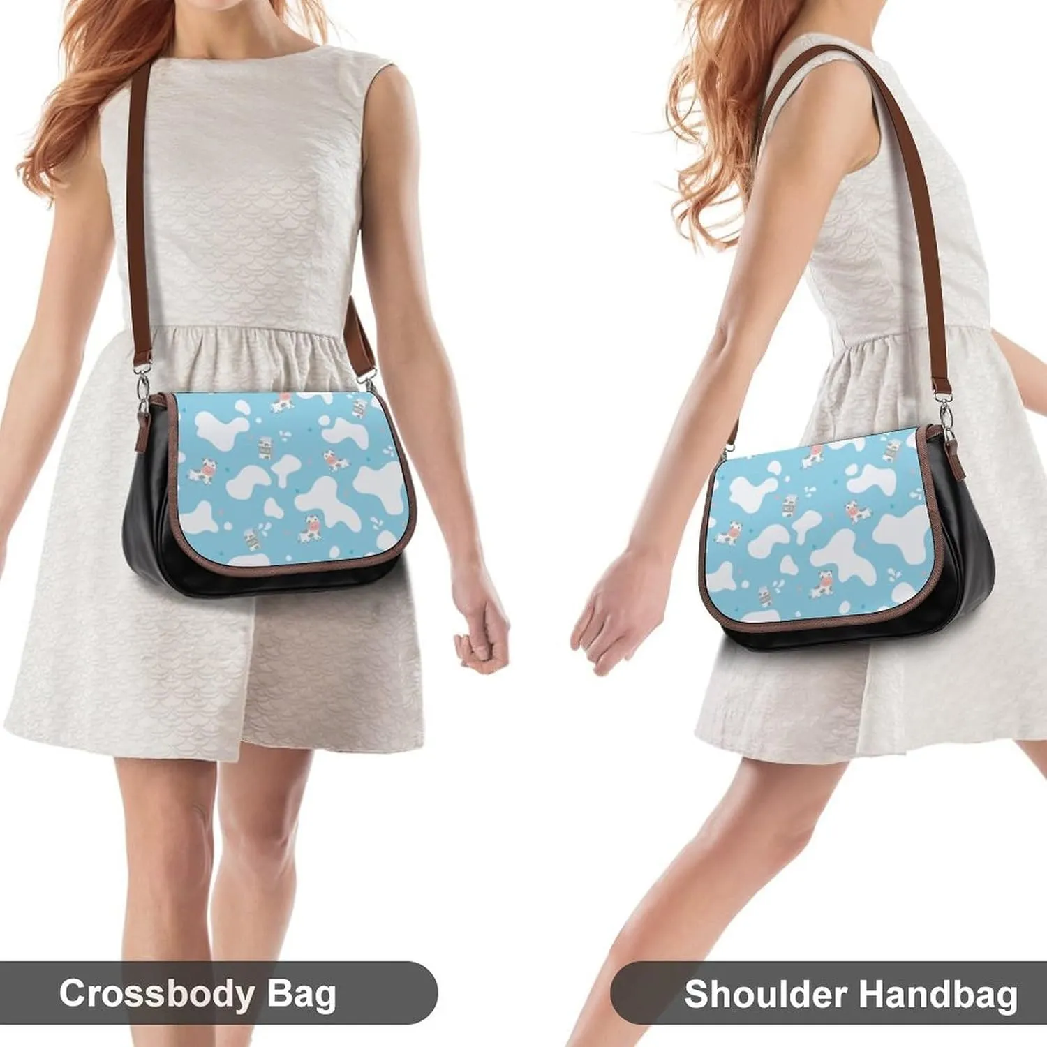 Crescent Stars Women's Shoulder Handbag Large-Capacity Crossbody Bag Built-in Compartment Pocket Messenger Bag