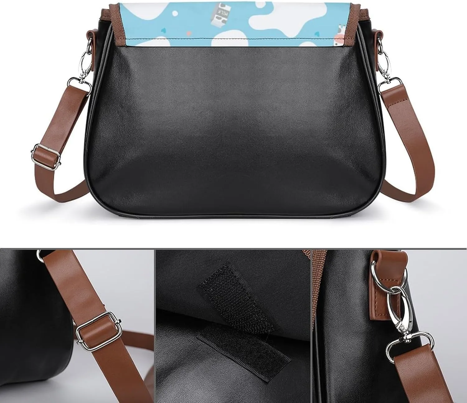 Crescent Stars Women's Shoulder Handbag Large-Capacity Crossbody Bag Built-in Compartment Pocket Messenger Bag