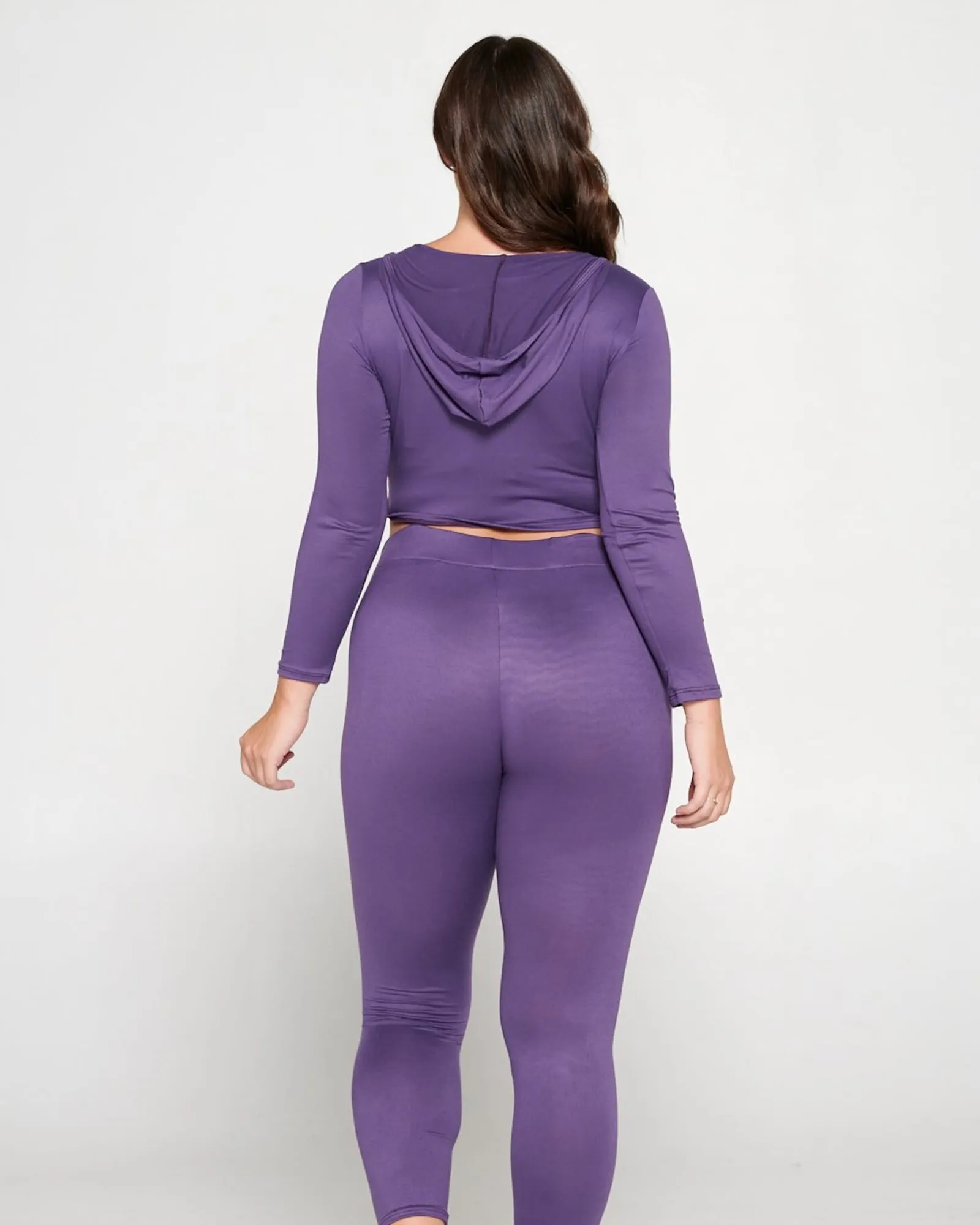 Crop Pullover Hoodie and Sweatpants Set | Dusty Wine
