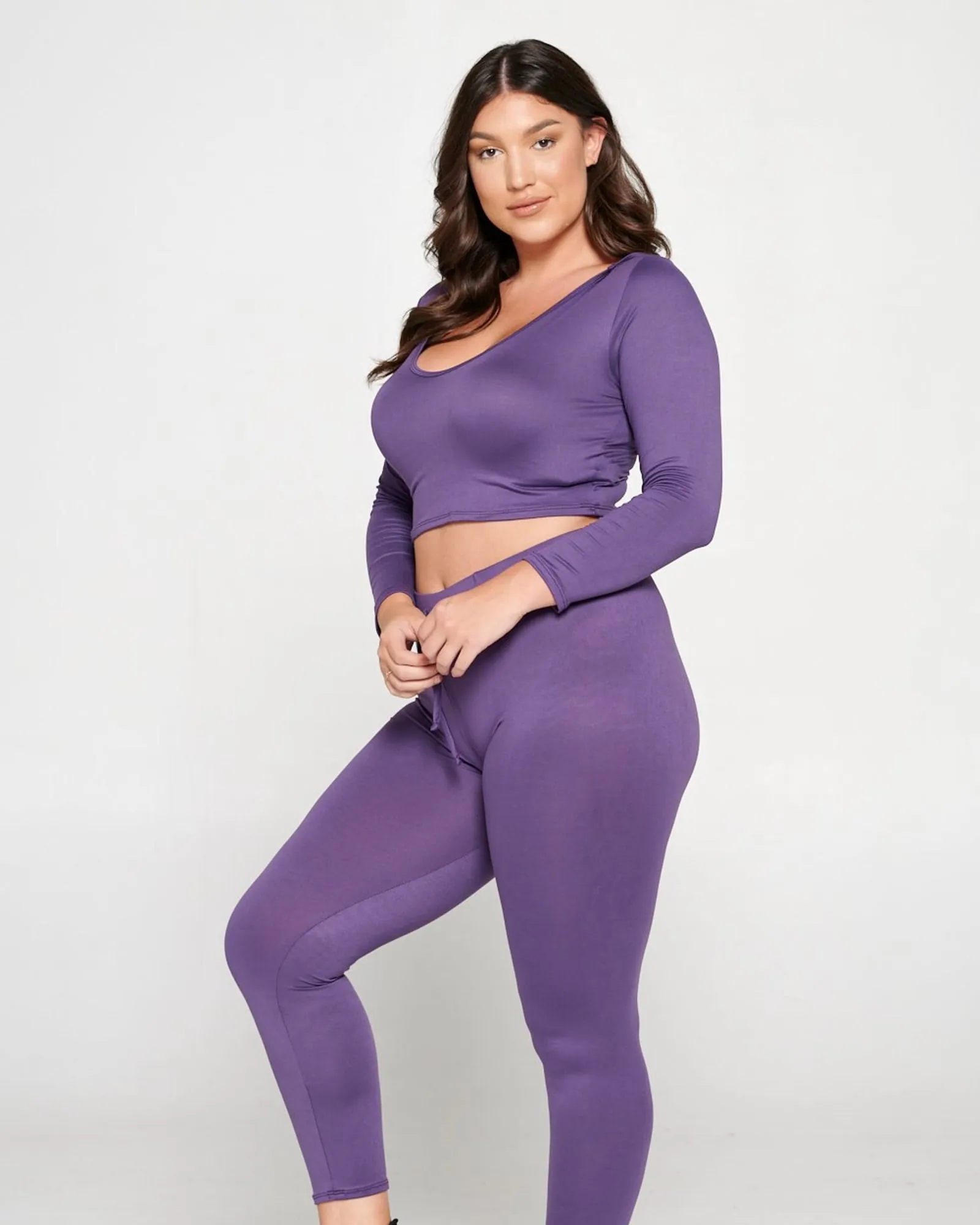Crop Pullover Hoodie and Sweatpants Set | Dusty Wine