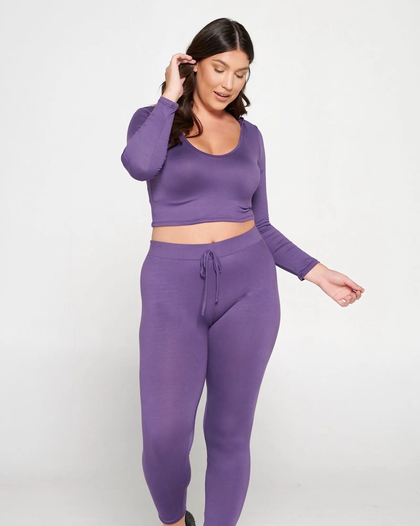 Crop Pullover Hoodie and Sweatpants Set | Dusty Wine
