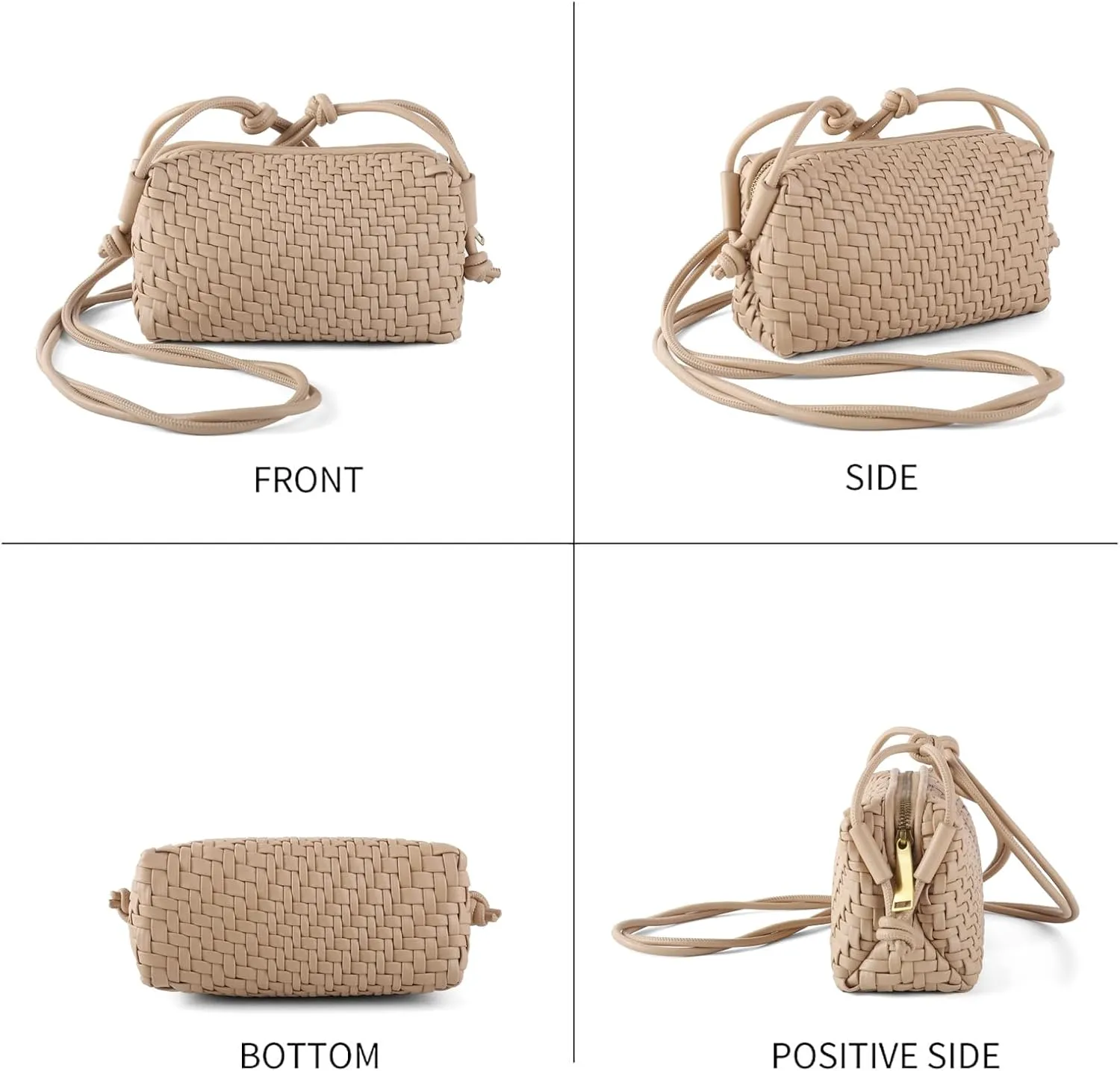 Crossbody Bag For Women Hand Woven Vegan Leather Zip Small Crossbody Bags Shoulder Bag Sling Cross Body Phone Purse
