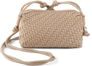 Crossbody Bag For Women Hand Woven Vegan Leather Zip Small Crossbody Bags Shoulder Bag Sling Cross Body Phone Purse